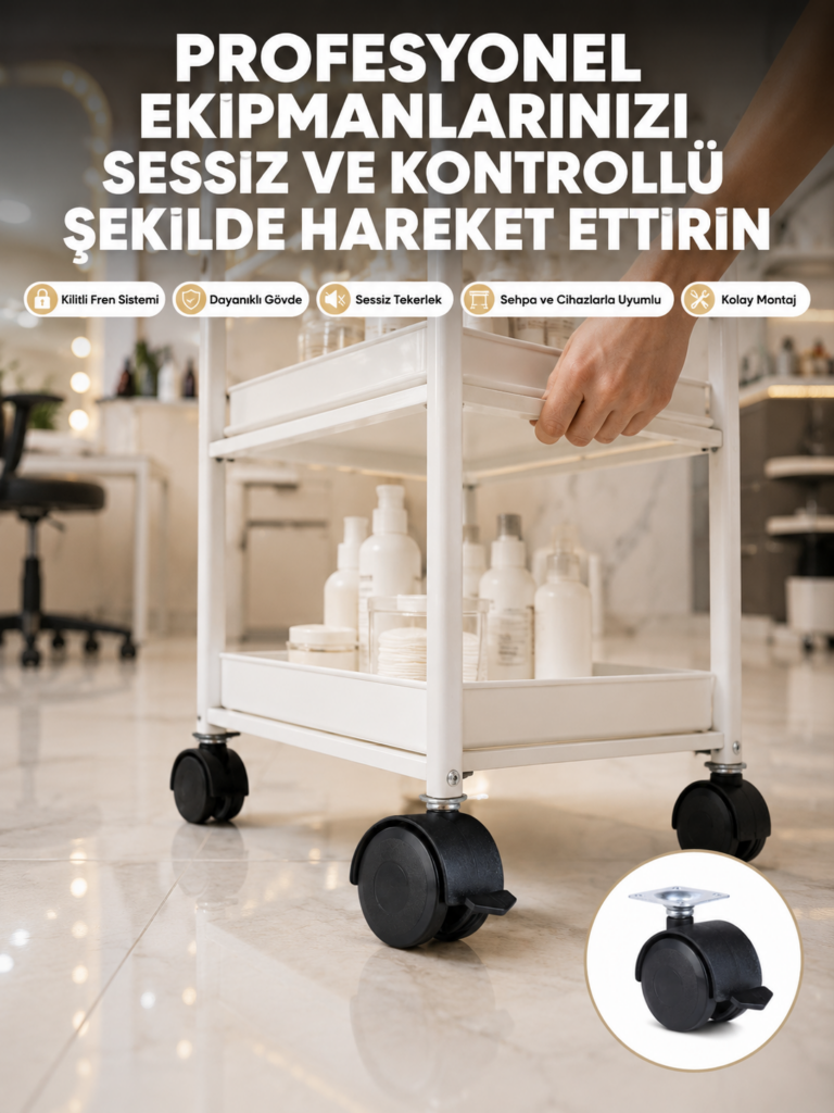 Zemin Korumalı Kilitli Ayak Tekerlek Seti 6 cm