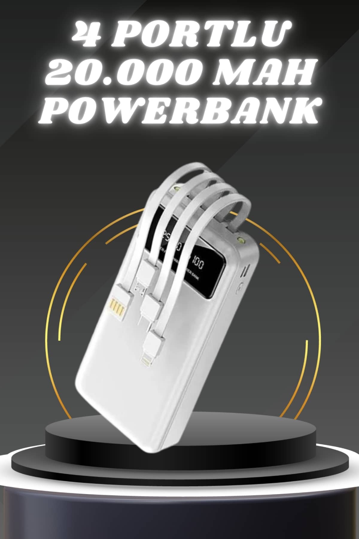 Kompakt 20.000 MAH 4 Çıkışlı Hızlı Şarj Powerbank Şarj Cihazı