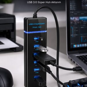 USB Hub 7 Port USB 3.0 Çoklayıcı Windows  Uyumlu