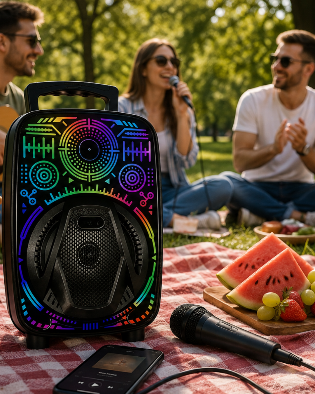 Karaoke Hoparlör RGB LED Işıklı USB FM Radyo Destekli Taşınabilir Speaker