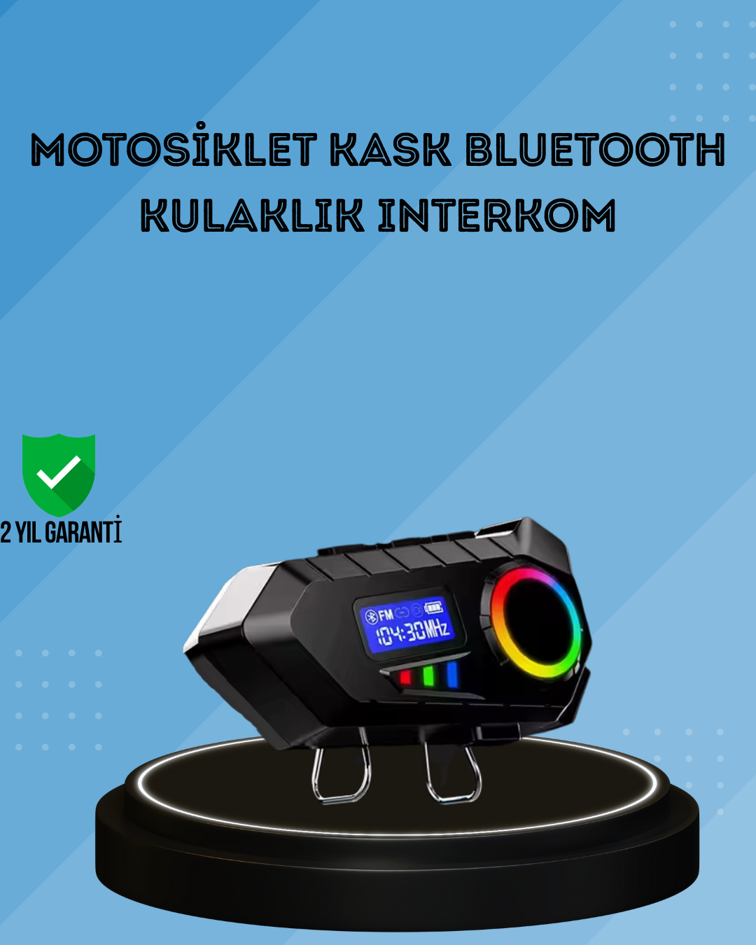 500mAh Bataryalı Bluetooth 5.4  İnterkom LED Ekranlı