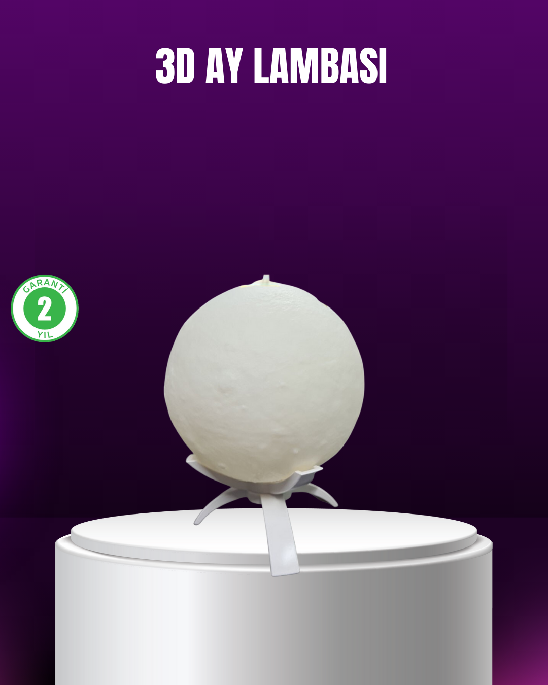Şarjlı 3D Baskılı 16 Renk Ay Lambası Stand