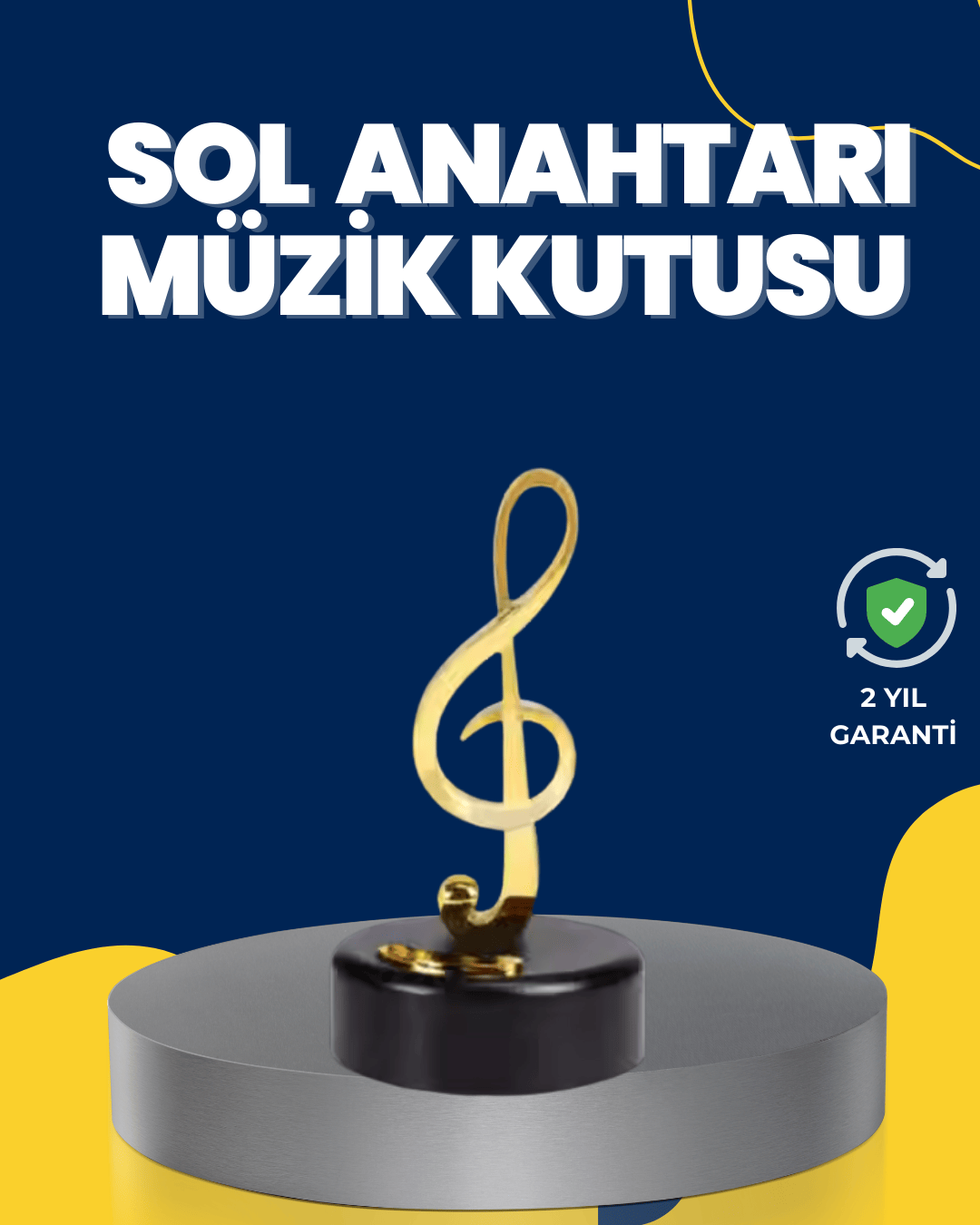 Altın Sol Anahtarı Müzik Kutusu Döner Mekanizmalı