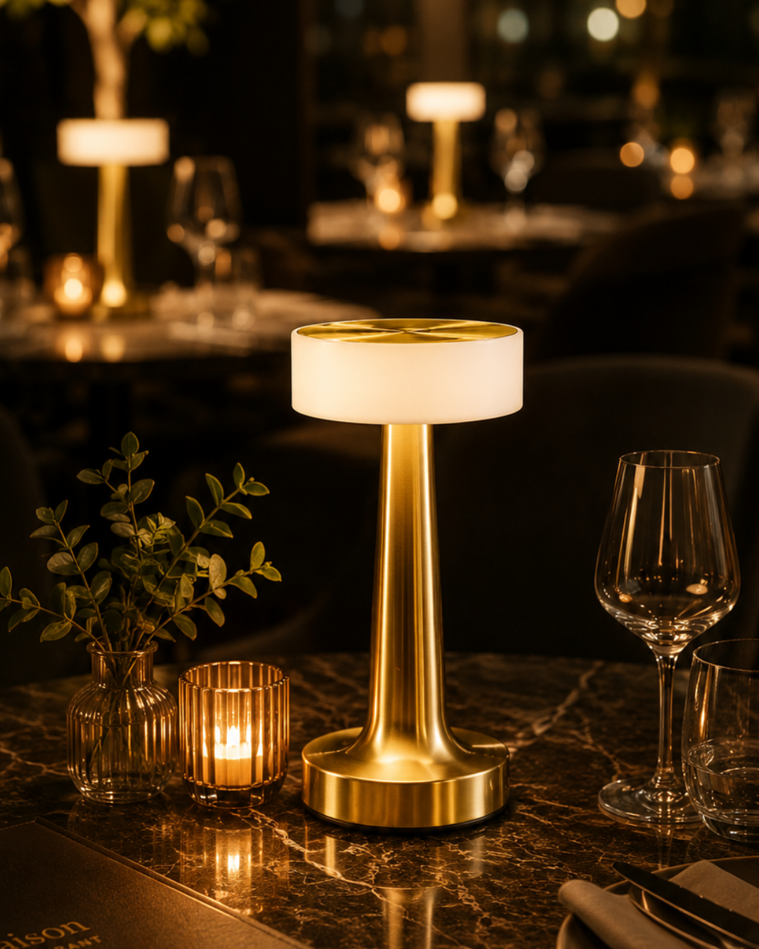 Şarjlı Gold Mantar Masa Lambası Dimmer Ayarlı Kablosuz LED Lamba