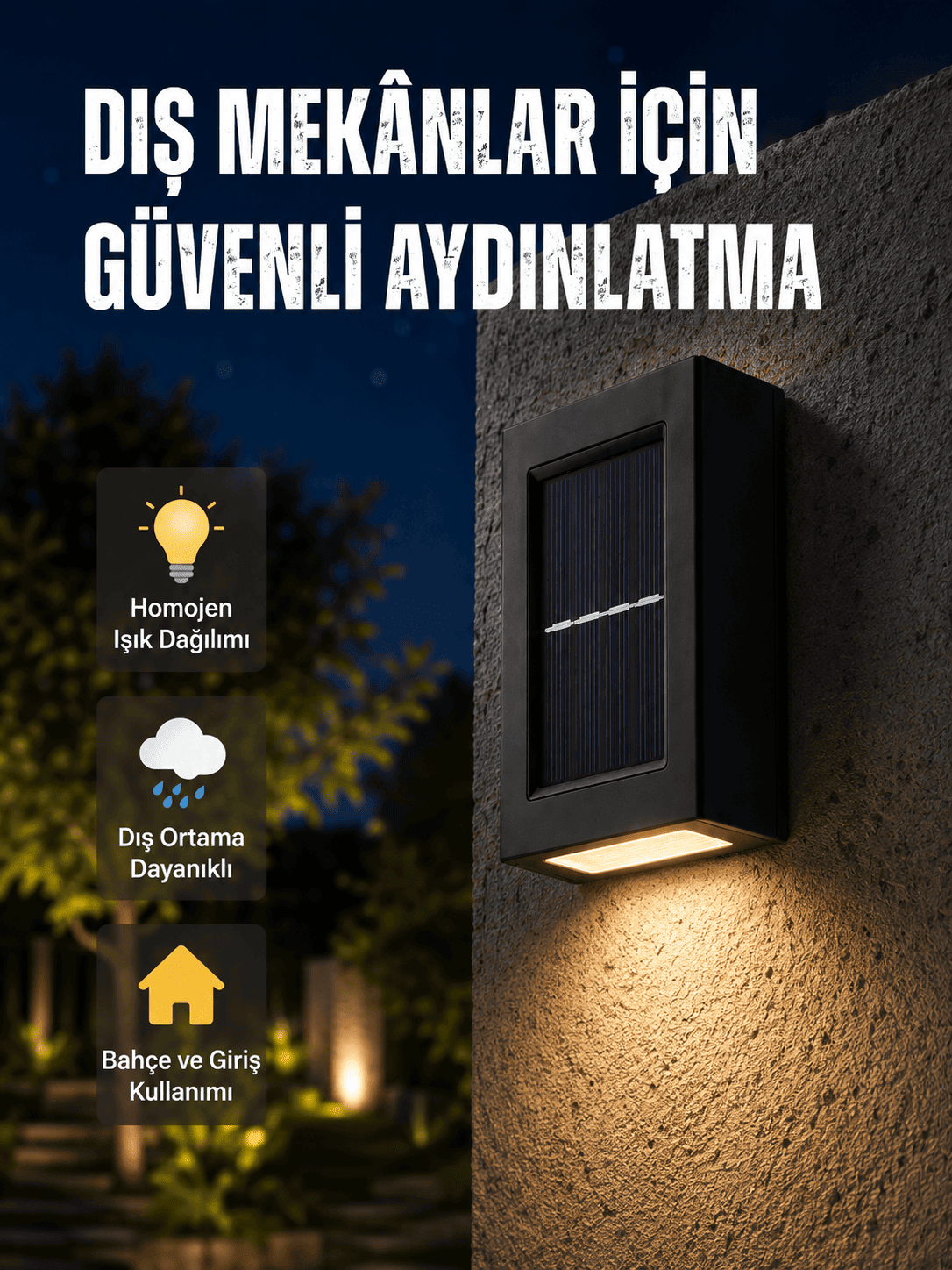Bahçe ve Balkon İçin Güneş Enerjili Lamba Yeni Nesil