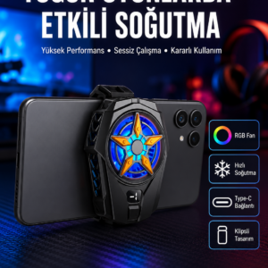 Dijital Göstergeli Evrensel Telefon Soğutma Fanı Yeni Nesil