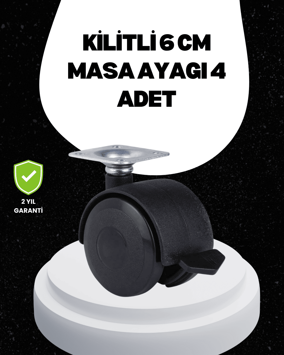 6 cm Kilitli Tekerlek Ayak 4 Adet Sehpa ve Ekipman Uyumlu