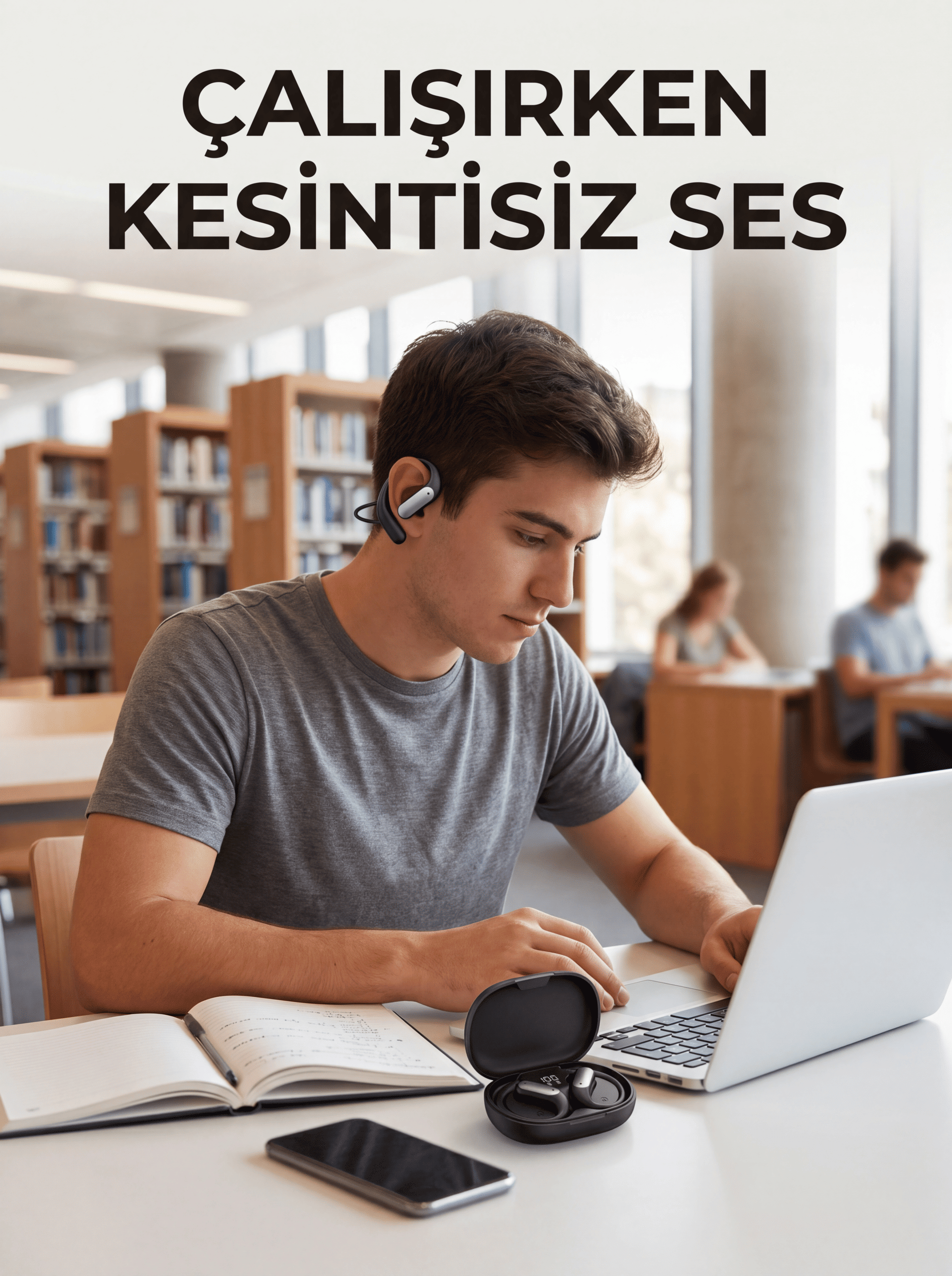 Kablosuz Spor Kulaklığı Kulak Kancalı Bluetooth Kulaklık Şarj Kutulu