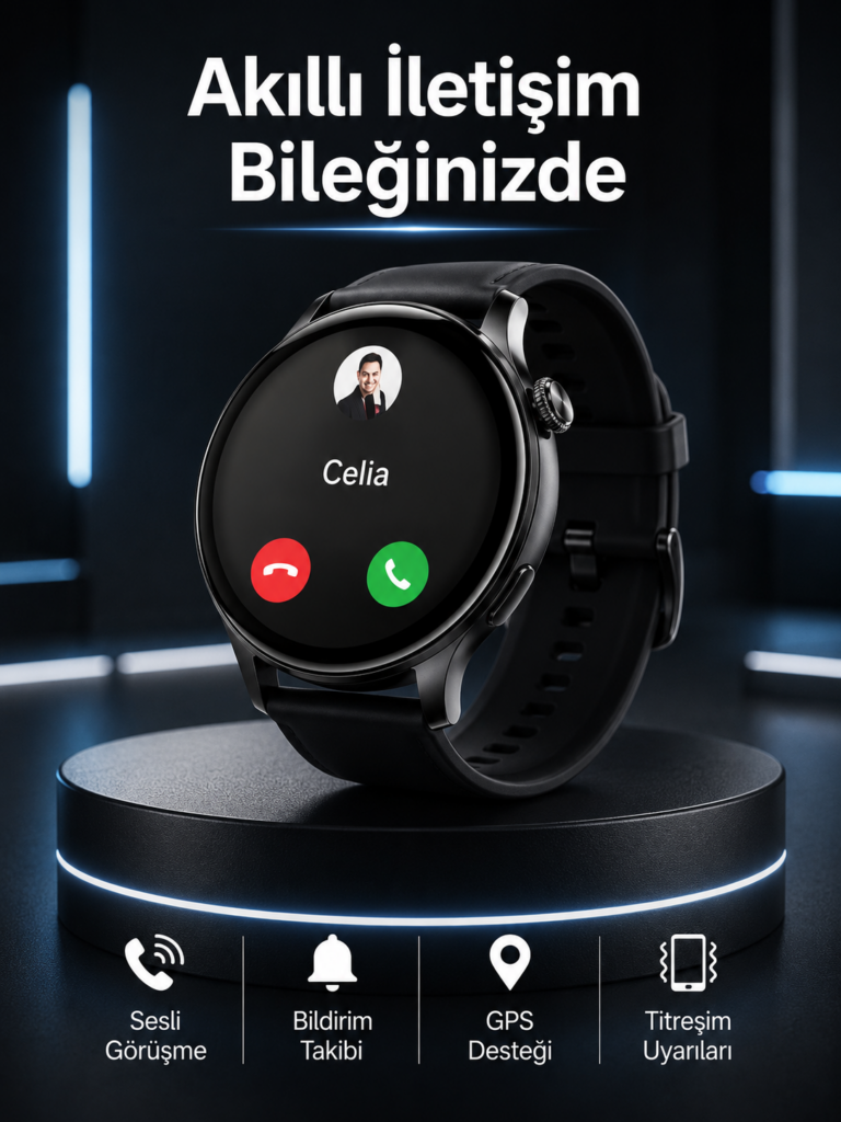 Akıllı Saat Bildirim Görme Amoled Ekran GPS Uyumlu Sesli Görüşme