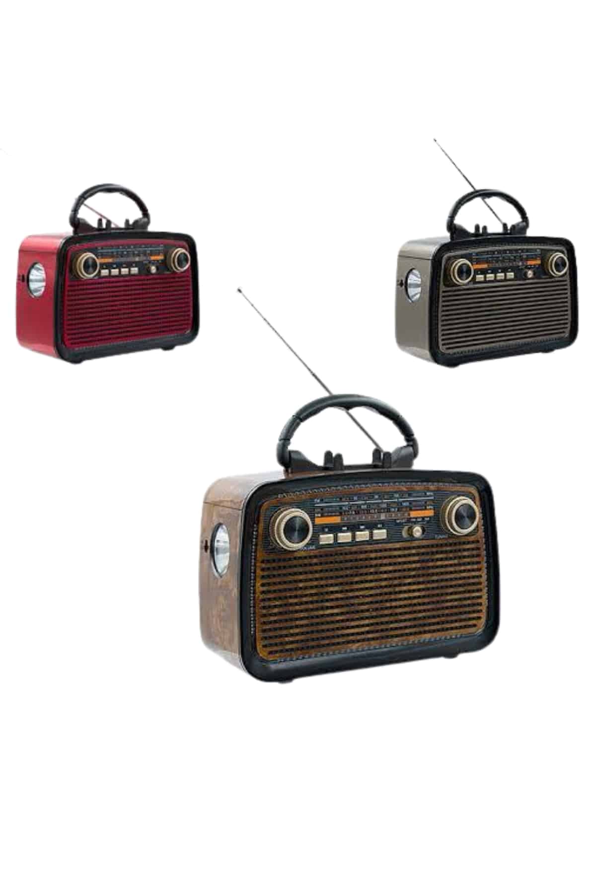 Bluetooth Hoparlör Ahşap Renk Vintage Işıklı Nostaljik Radyo Fm Ahşap Görünümlü Yeni Nesil