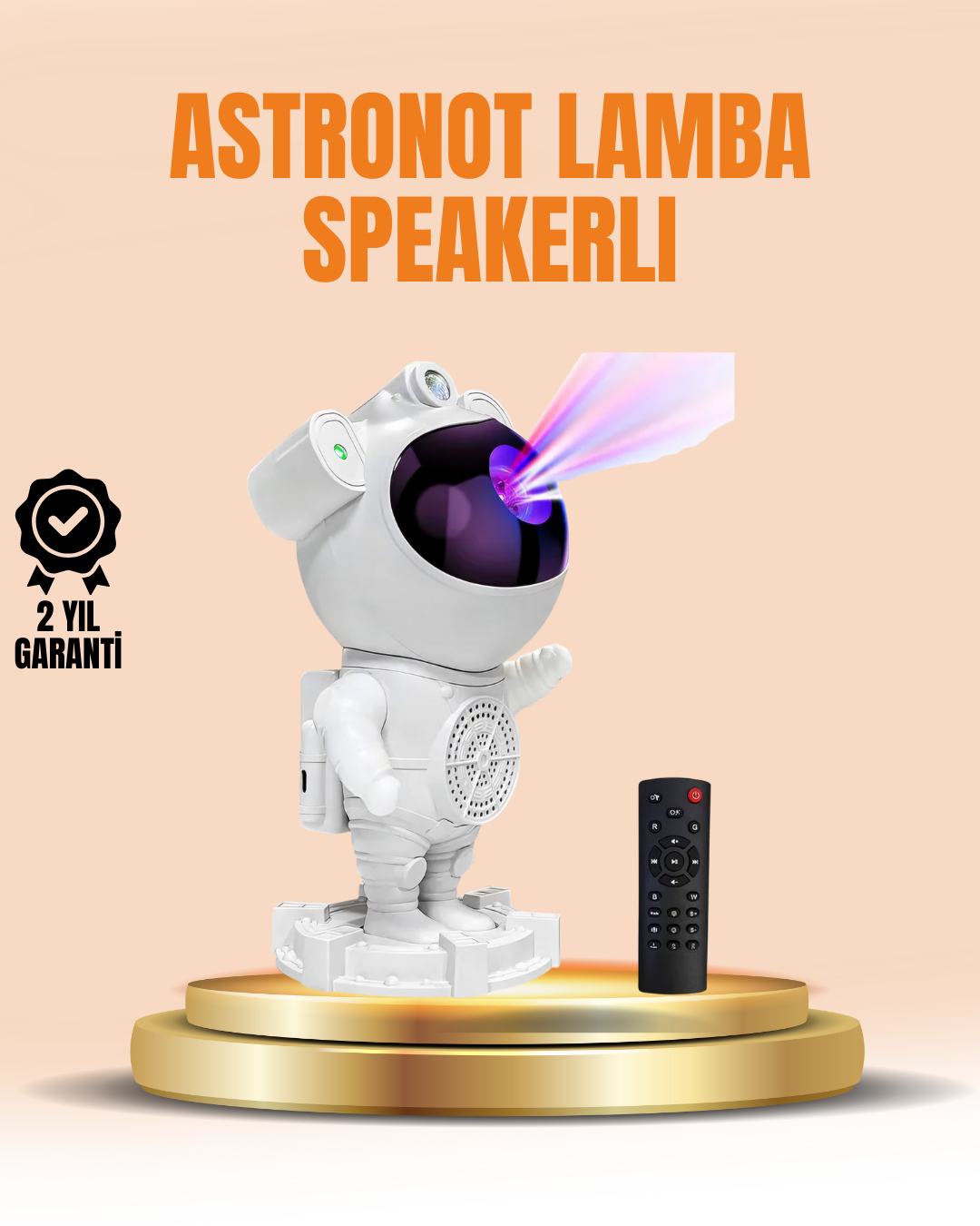 Bluetooth ve Dahili Ses Özellikli Astronot Projeksiyon Lambası