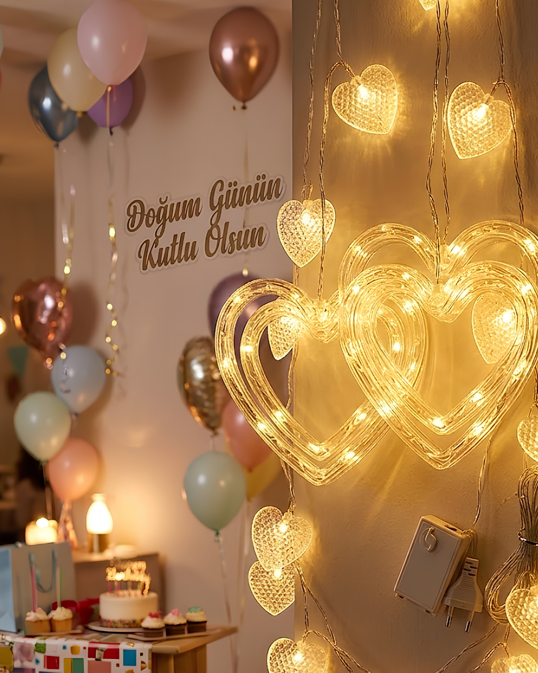 Romantik Kalp LED Işık Neon Görünümlü Dekoratif Oda Lambası