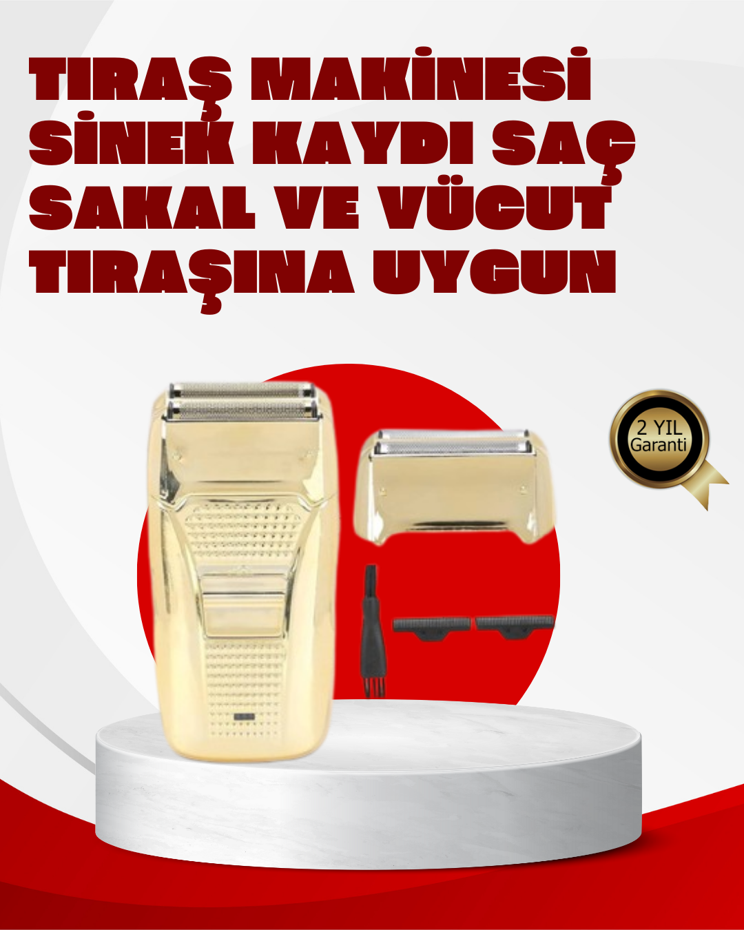 Erkek Saç Sakal Tıraş Makinesi Kablolu Altın Renk Dayanıklı