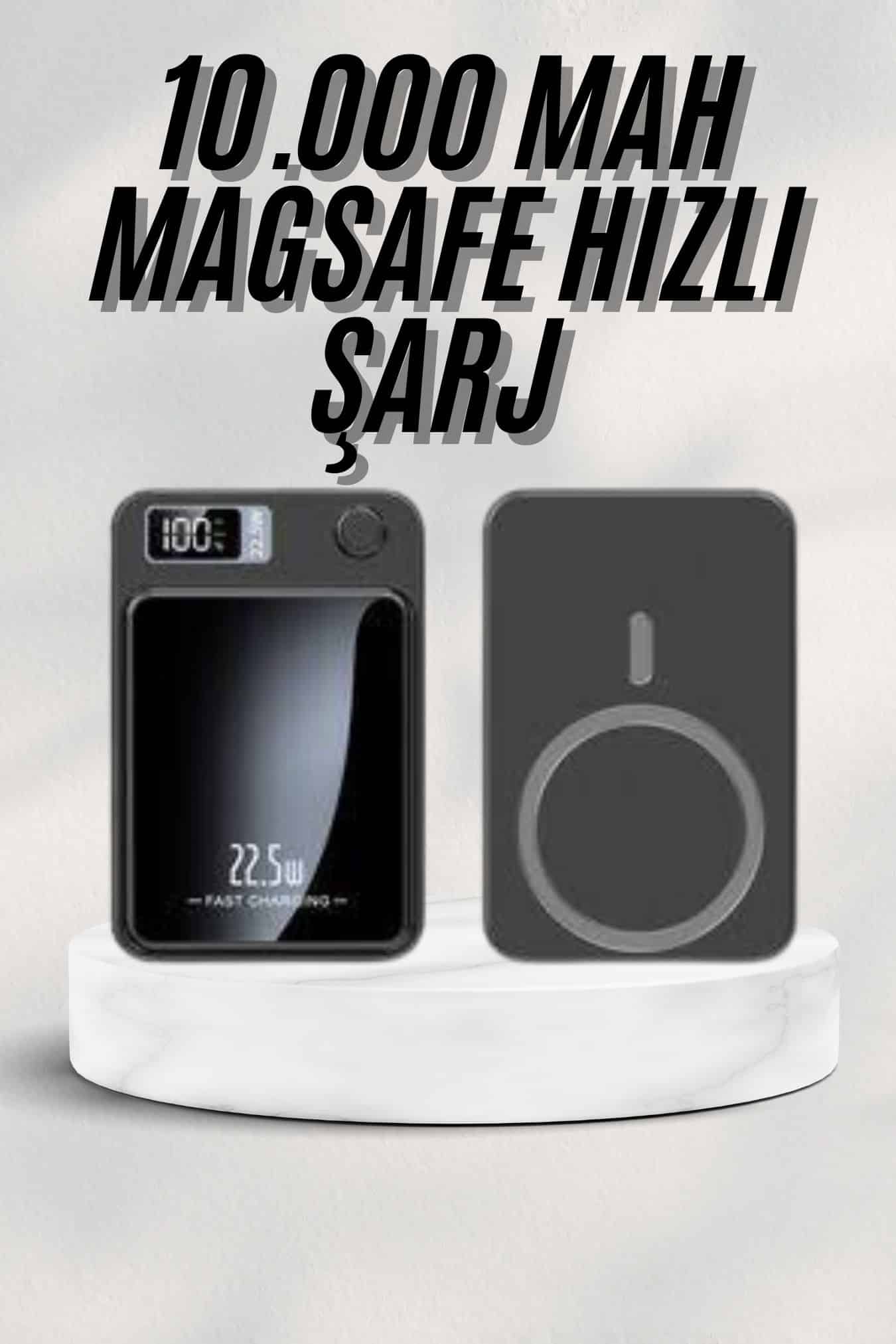 Magsafe 10.000 mAh Taşınabilir Powerbank Kablosuz Hızlı Şarj Led Göstergeli