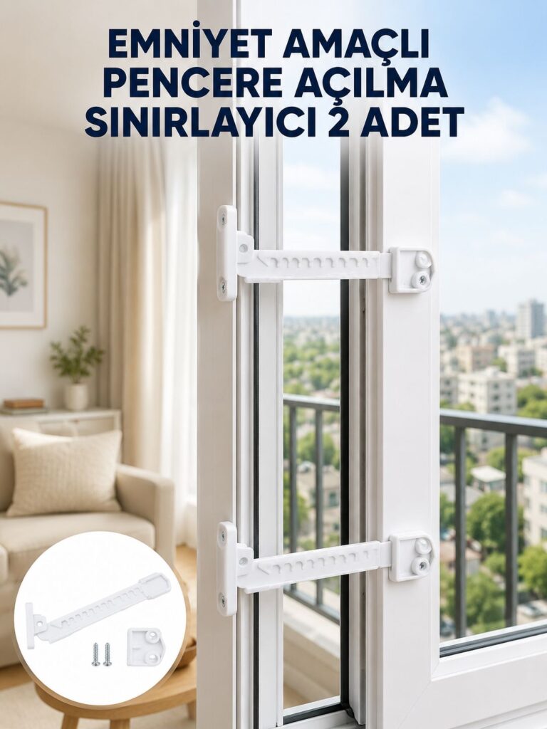 Emniyet Amaçlı Pencere Açılma Sınırlayıcı Aparat 2 Adet Yeni Nesil