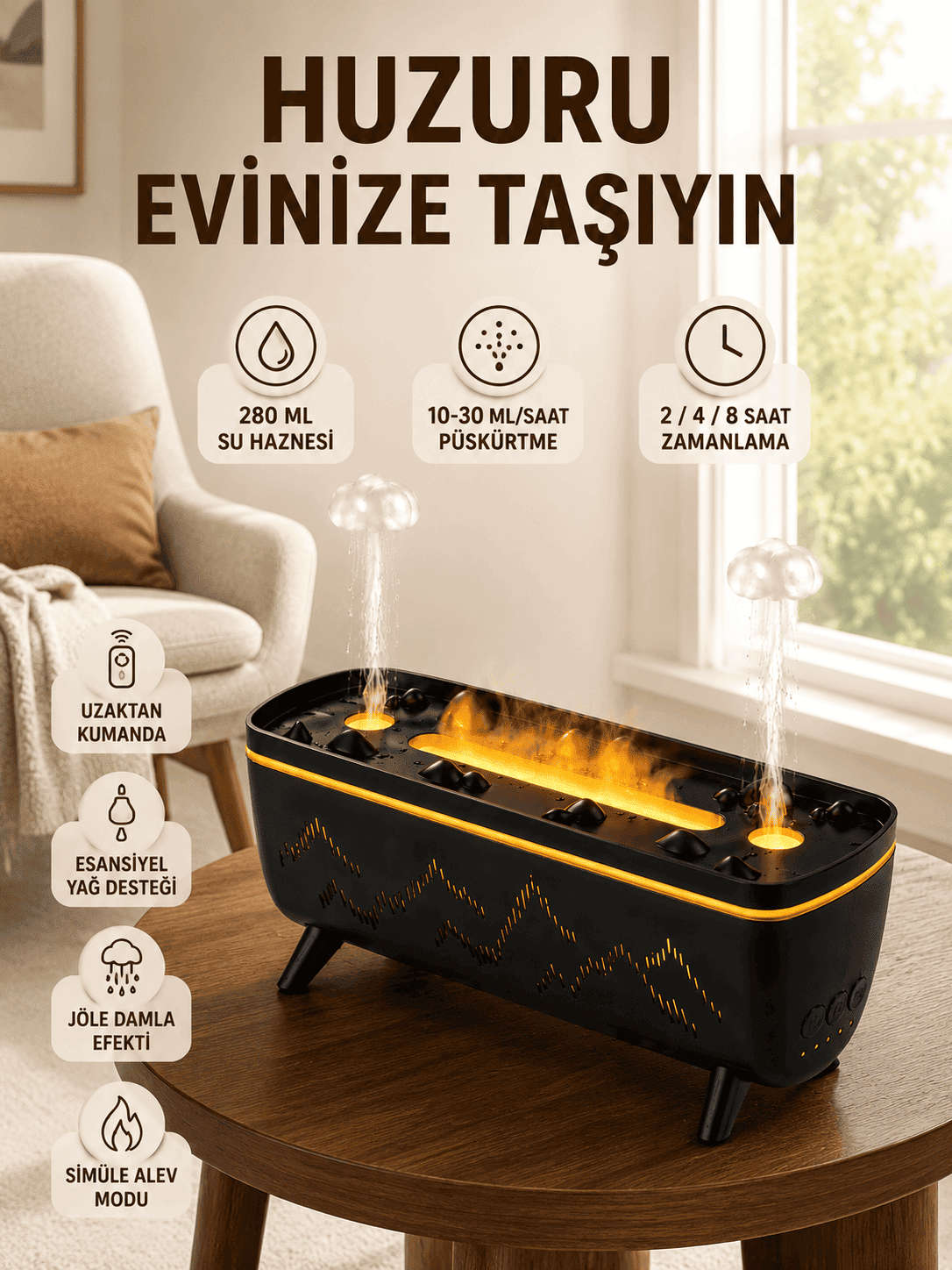 PDPG-V72 ŞÖMİNE NEMLENDİRİCİ SİYAH