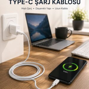 Hızlı Şarj Destekli 2 Metre Type-C Kablo