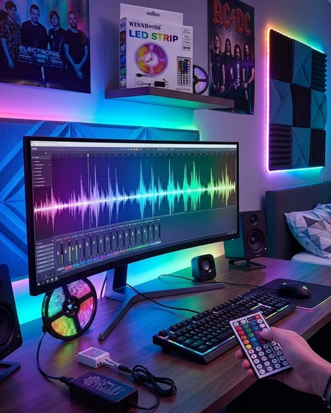 5050 RGB LED Şerit 5 Metre Uzaktan Kumandalı Ortam Aydınlatma Led