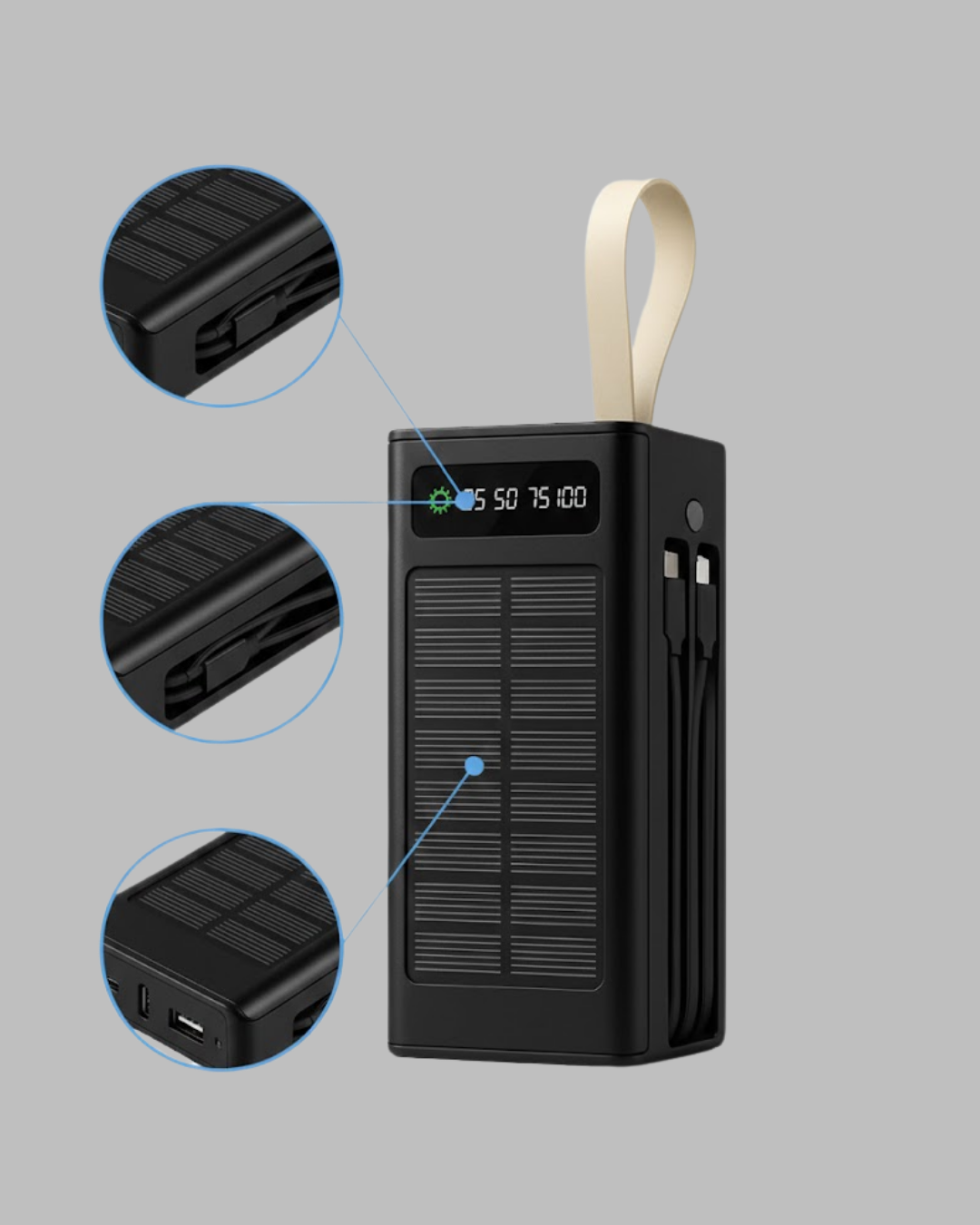 Kamp ve Outdoor Kullanıma Uygun Güneş Panelli Powerbank Yeni Nesil