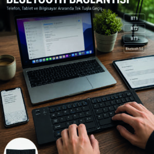 Katlanır Bluetooth Klavye Telefon Tablet Laptop Uyumlu Kablosuz Klavye