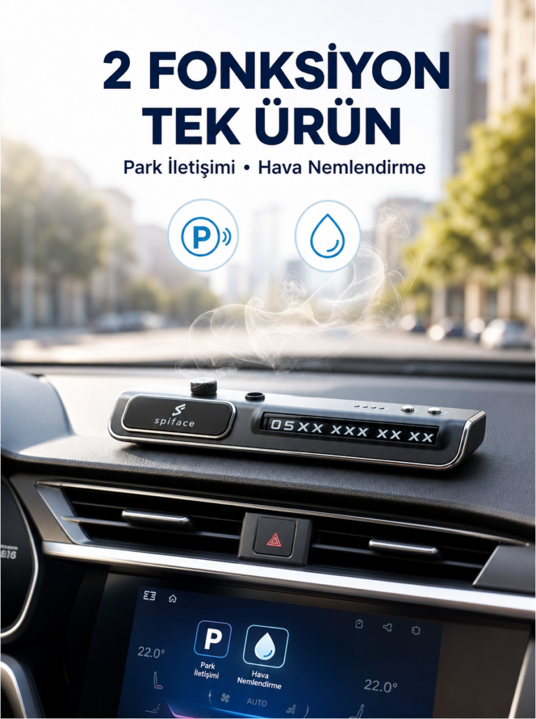 LED Işıklı Araç Ön Cam Telefon Numarası Gösterme Aparatı + 3 Seviyeli Hava Nemlendirici Yeni Nesil