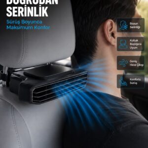Araç Koltuğu İçin 5 Hız Kademeli Soğutucu Fan Aroma Hazneli USB-C Şarjlı