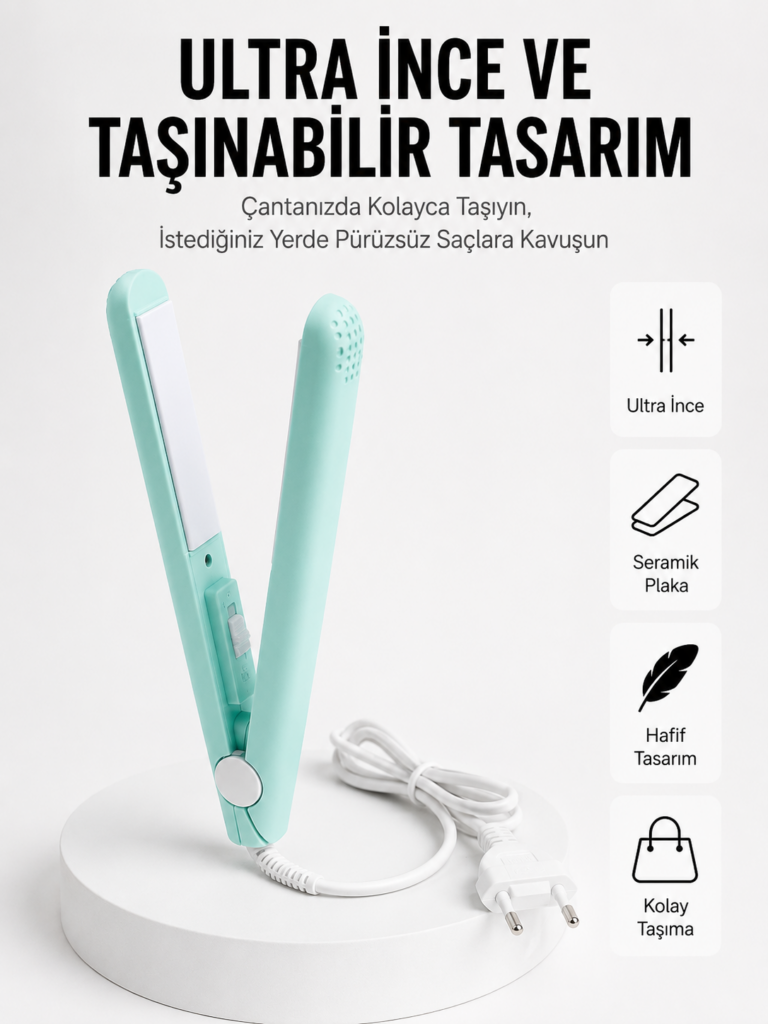Seyahat Tipi Taşınabilir Saç Düzleştirici Saç Şekillendirici Yüksek Isı Ayarlı