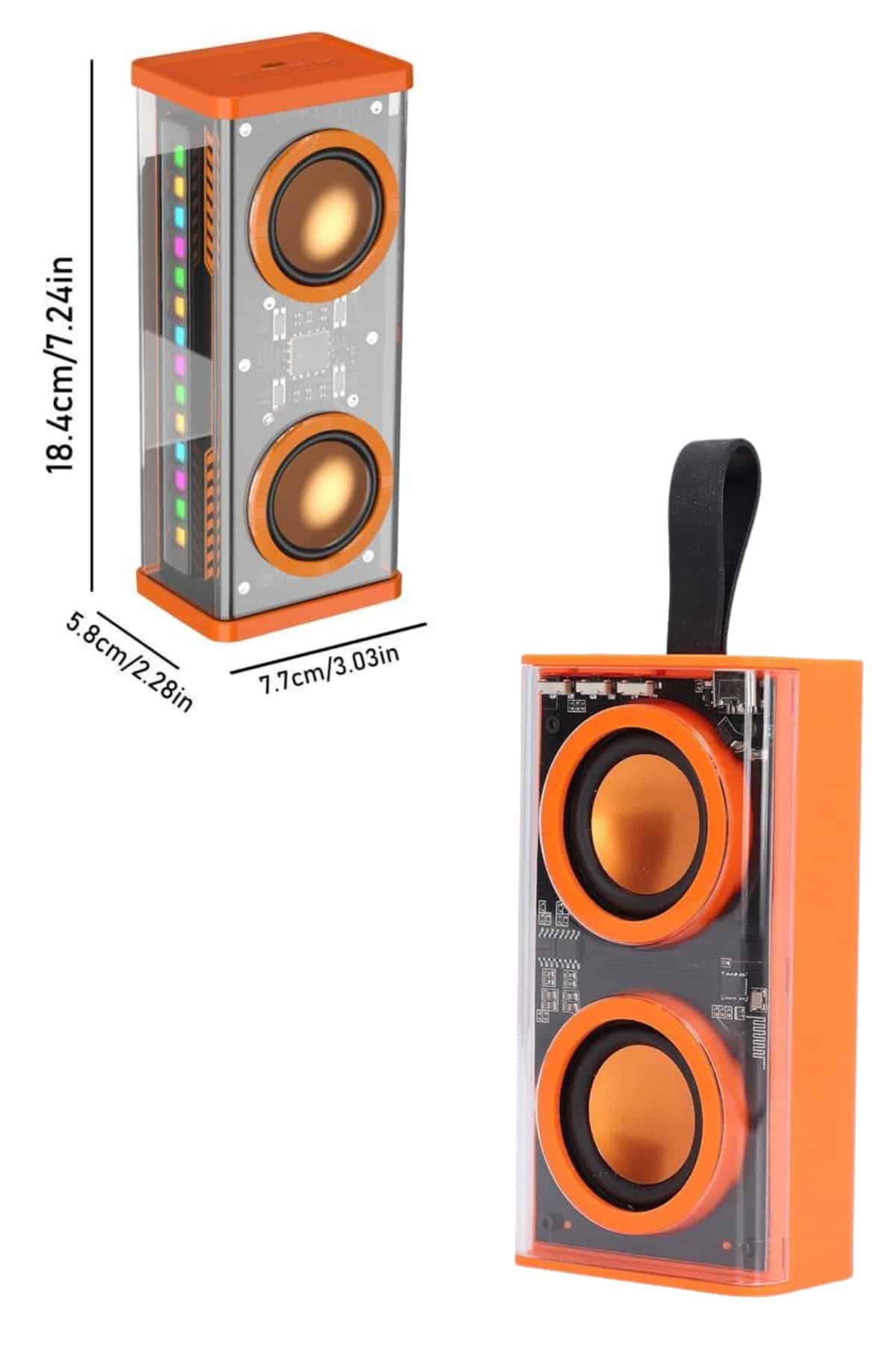 Şeffaf Taşınabilir Bluetooth Hoparlör Uzun Ömürlü Çift Hoparlörlü