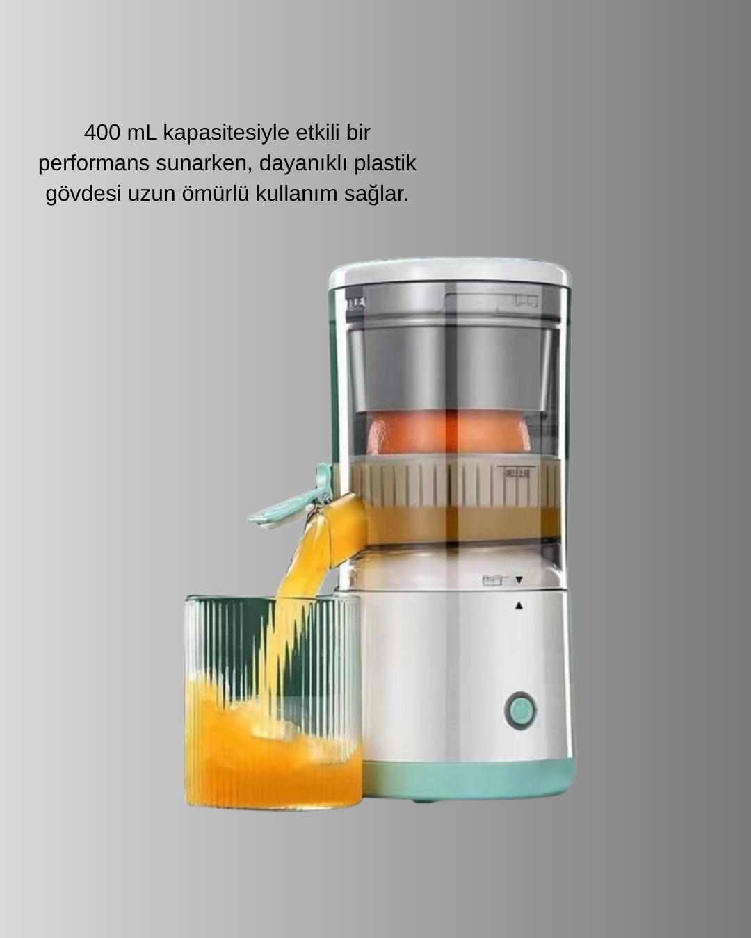 Taşınabilir Katı Meyve Sıkacağı – 45W Güçlü Motor, Çift Kesici Bıçak, USB Şarjlı ve Kompakt Tasarım