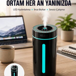 Ultrasonik Nemlendirici LED Işıklı Aromaterapi Difüzör Sessiz Çalışma Yeni Nesil