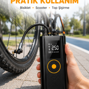 Çok Amaçlı Dijital Lastik Pompası Araç Bisiklet Top Uyumlu Yeni Nesil