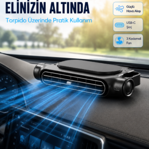 Araç Koltuk Başlığı Soğutucu Fan USB Şarjlı 3 Kademeli Sessiz Boyun Serinletici