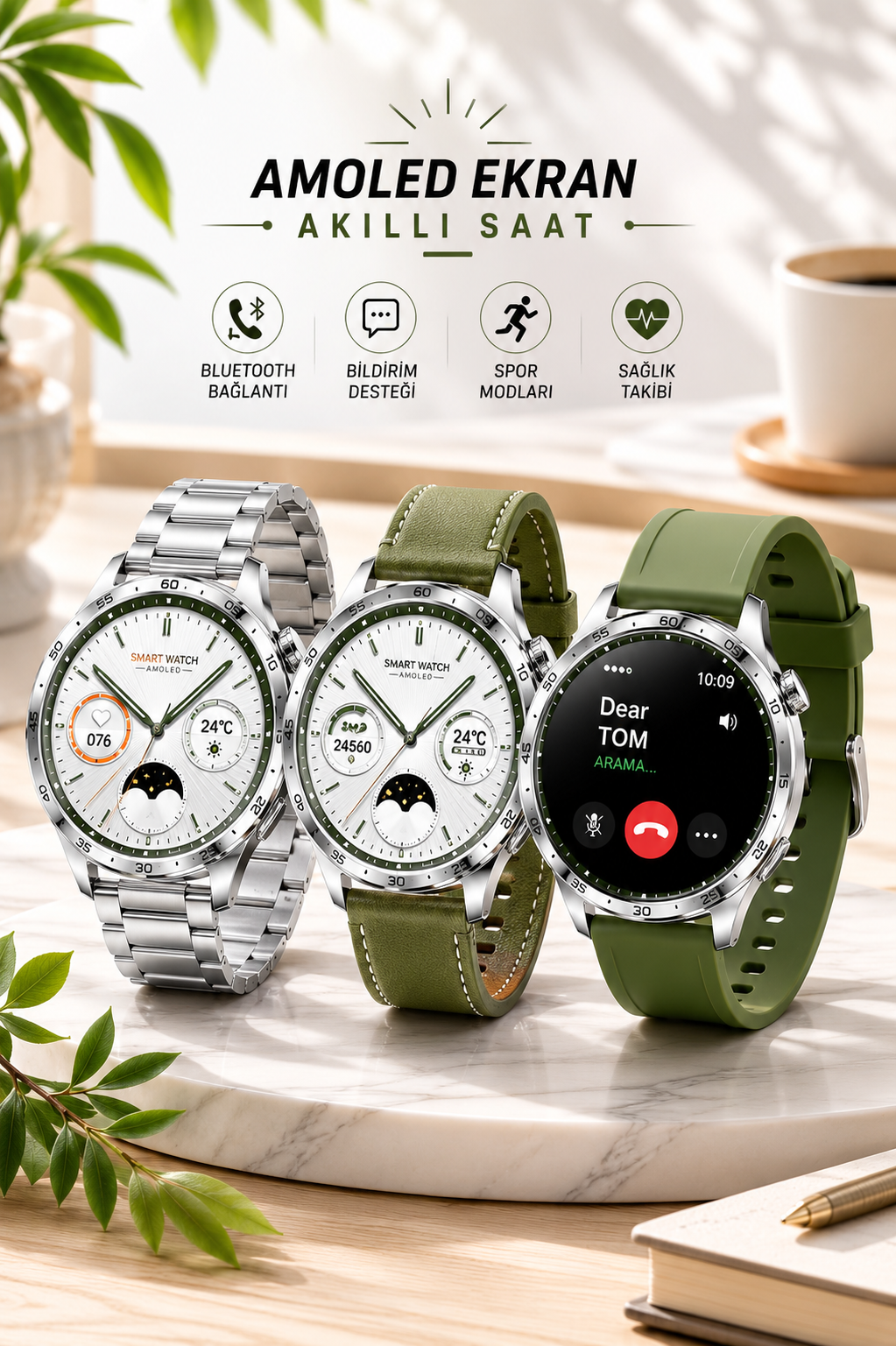 Akıllı Saat Sesli Görüşme Uyku ve Sağlık Takibi NFC Uyumlu