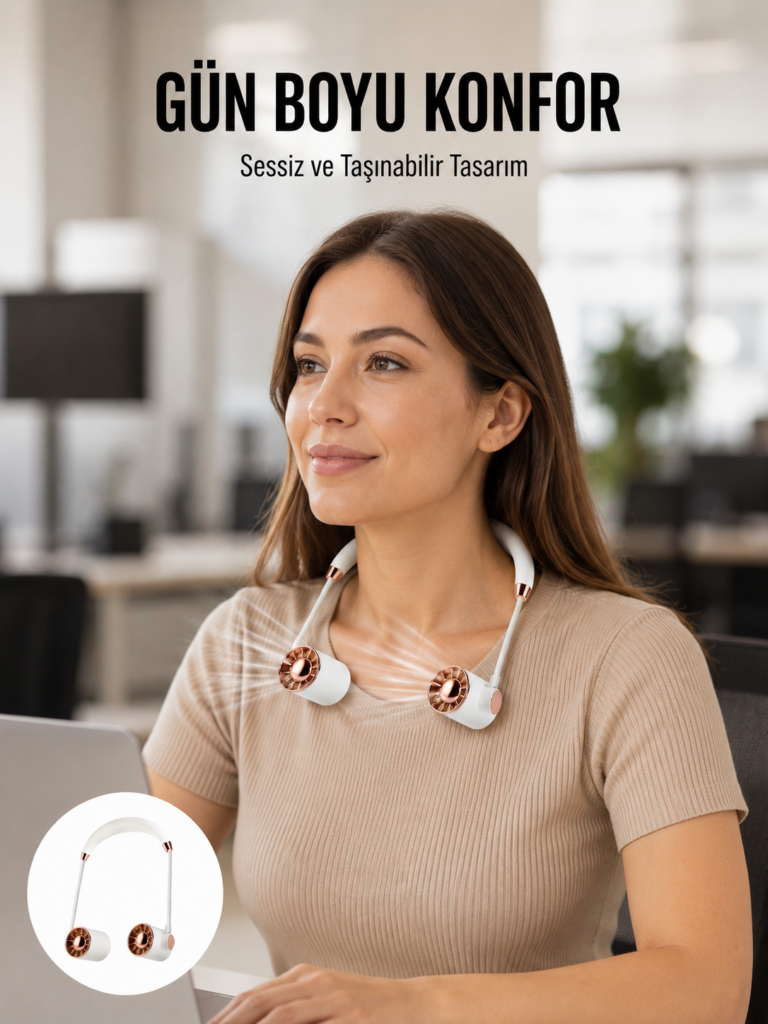 Katlanabilir Asılabilir Fan | USB Şarjlı, 3 Vitesli Sessiz Mini Fan Yeni Nesil