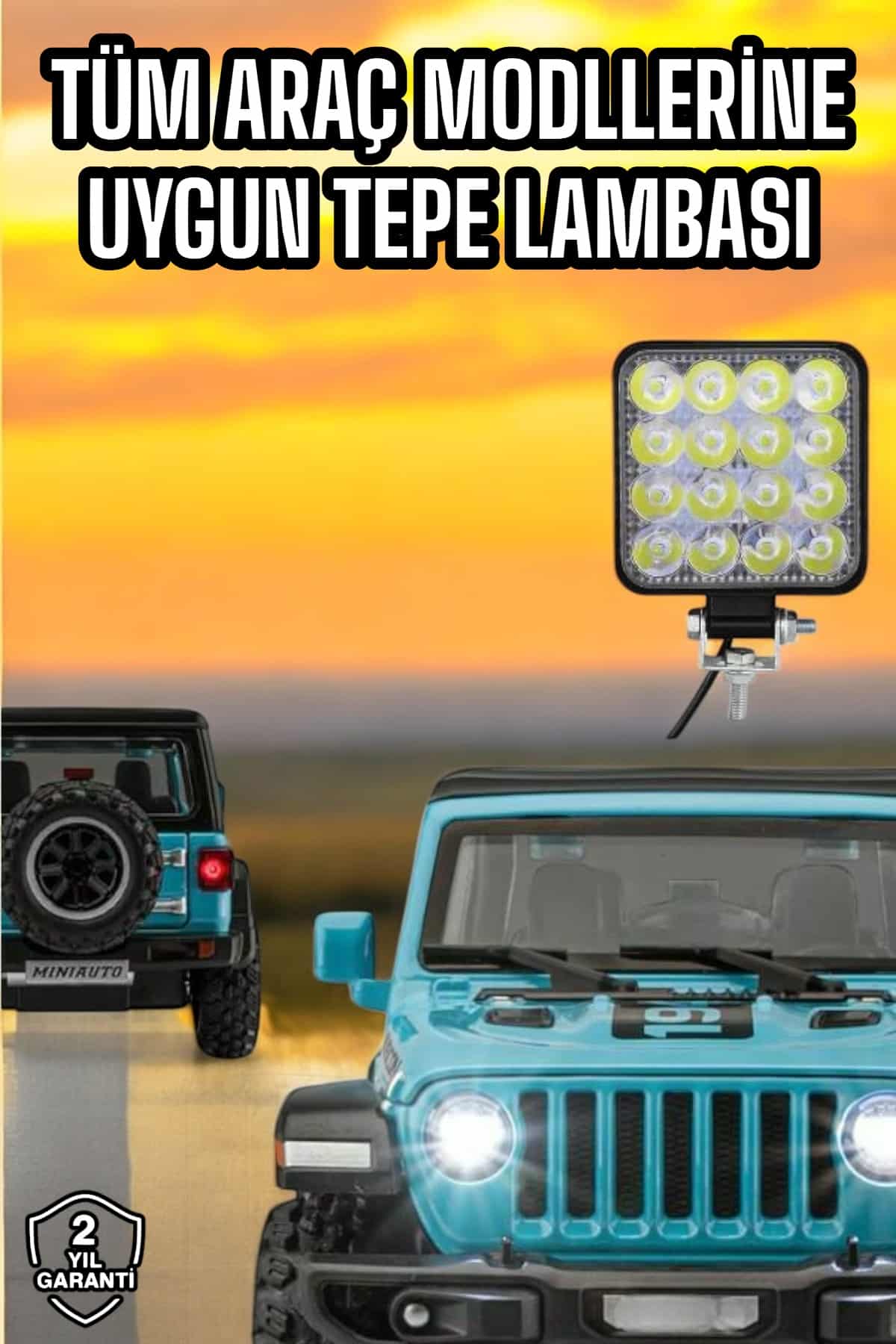 16 Led Beyaz Işık ile Tepe ve Çalışma Lambası Sis Lambası