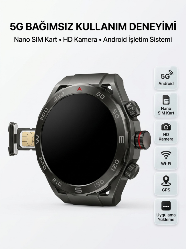 SIM Kartlı 5G Android Akıllı Saat HD Kamera Wi-Fi GPS Uygulama Yükleyebilen