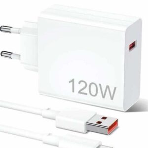 120W Şarj Aleti Hızlı Çift Turbo Şarj Aleti Seti Beyaz