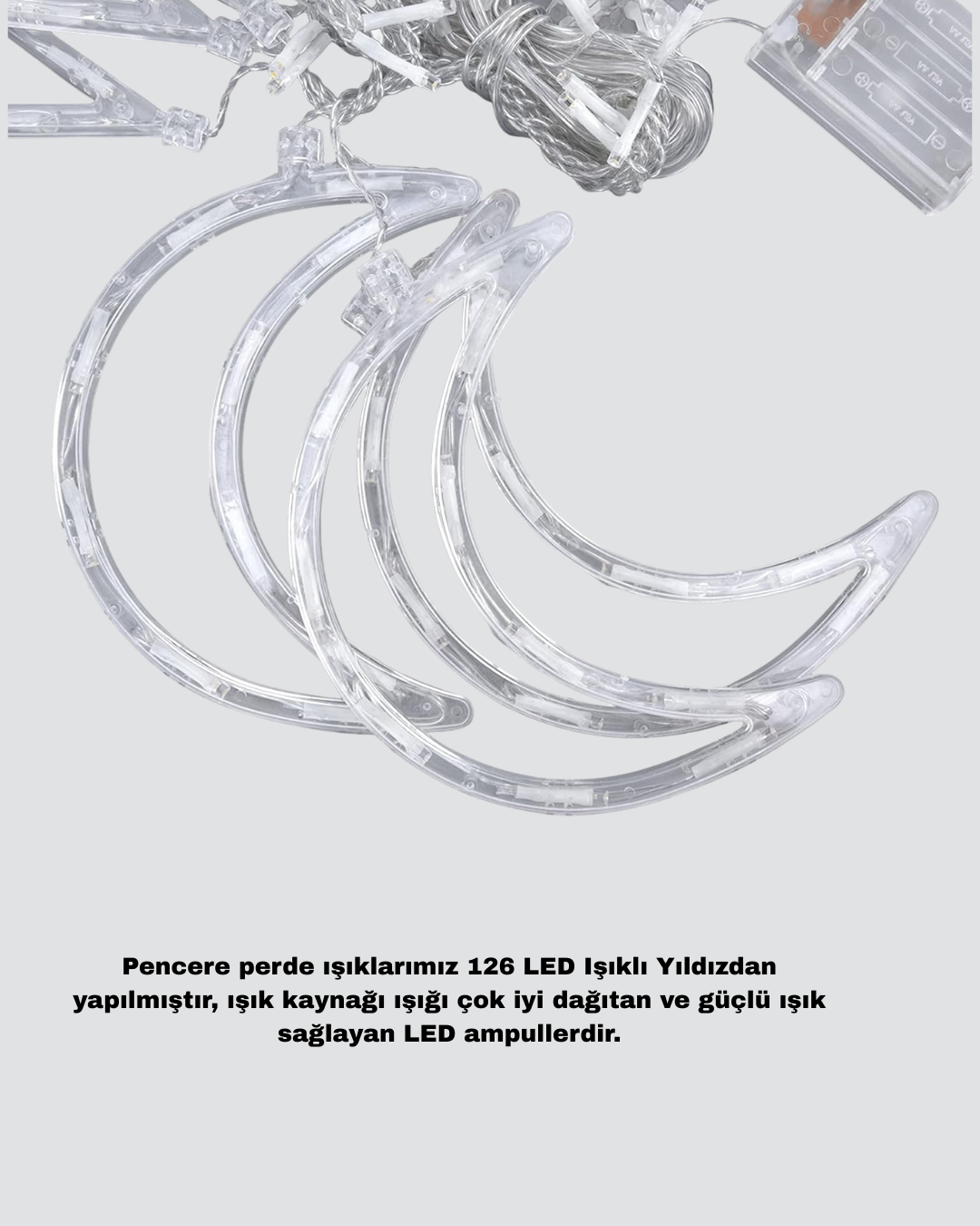 Yıldız ve Ay Figürlü Prizli Perde LED Işık Romantik Ortam Aydınlatması Yeni Nesil