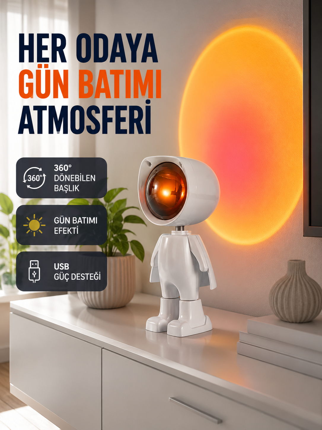 Loş Işıklı Şarjlı Ortam Lambası – Kompakt ve Portatif Yeni Nesil