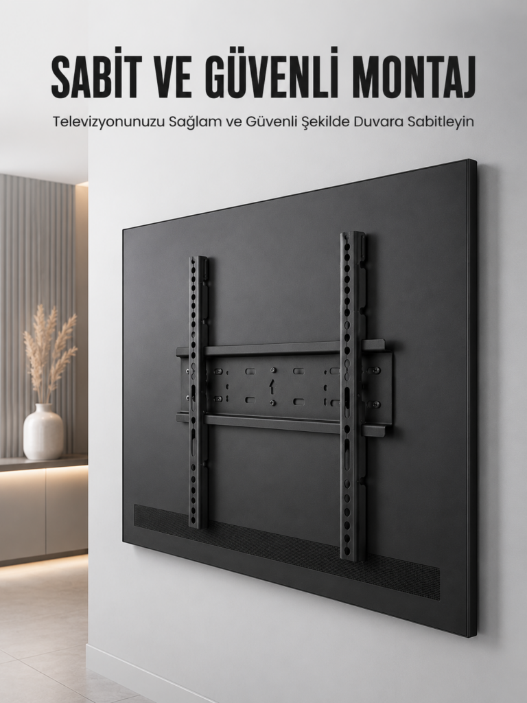 Profesyonel Sabit TV Askı Aparatı  Ultra Dayanıklı Çelik Duvar Montaj Braketi 50-95 İnç