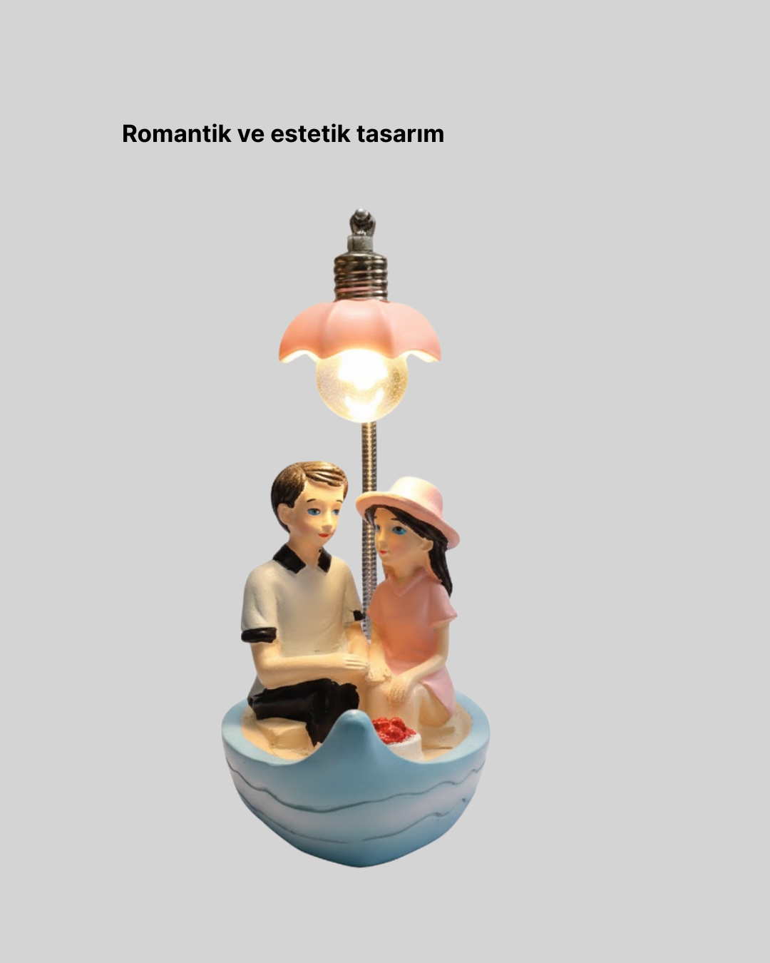 Oturan Çift Figürlü LED Masa Lambası Romantik Hediye Yeni Nesil