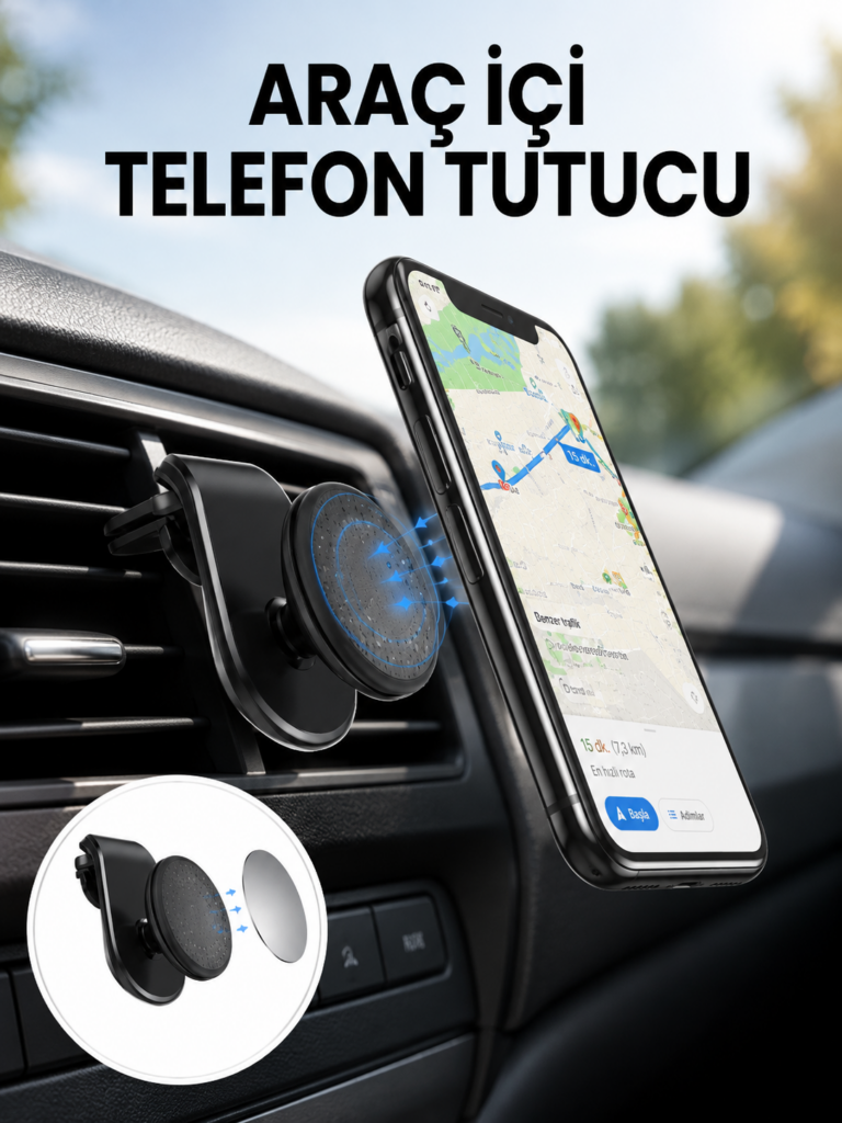 Güçlü Mıknatıslı Araç İçi Telefon Tutucu – Evrensel Uyum Yeni Nesil