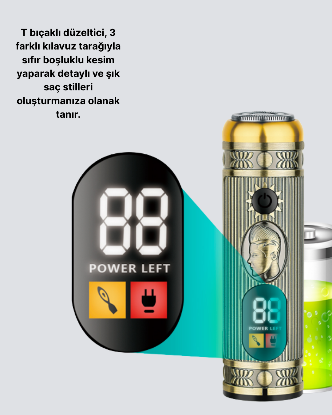 T Bıçaklı Şarjlı Saç Kesme ve Sakal Düzeltici – Burun Trimmerlı 2’si 1 Arada Set