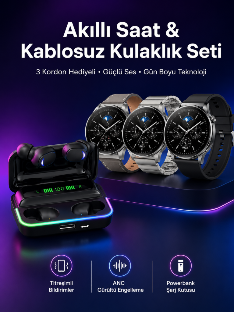 Yeni Nesil Akıllı Saat Ve Bluetooth Kulaklık Titreşim Bildirimleri Uyku Takibi