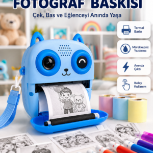 2.4'' IPS Ekranlı Çocuk Fotoğraf Makinesi HD Çekim ve Anında Baskı Keyfi
