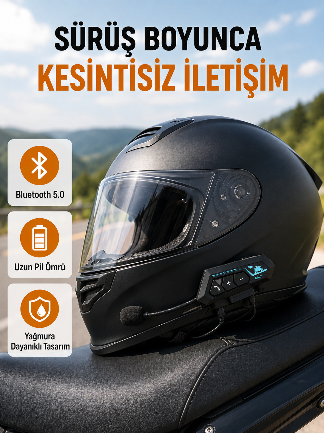 Motosiklet Kask Kulaklığı Bluetooth 5.0 Gürültü Önleme ve Hızlı Bağlantı Yeni Nesil
