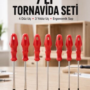 Ev ve Atölye Kullanımına Uygun 7 Parça Tornavida Seti
