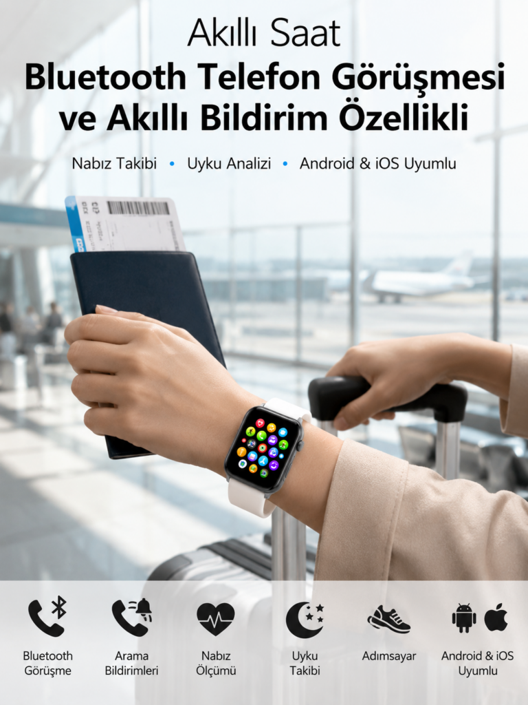 Dokunmatik Ekranı, Bluetooth Görüşme Desteği ve Akıllı Bildirim Özellikleriyle Teknolojiyi Bileğinize Taşıyan Akıllı Saat