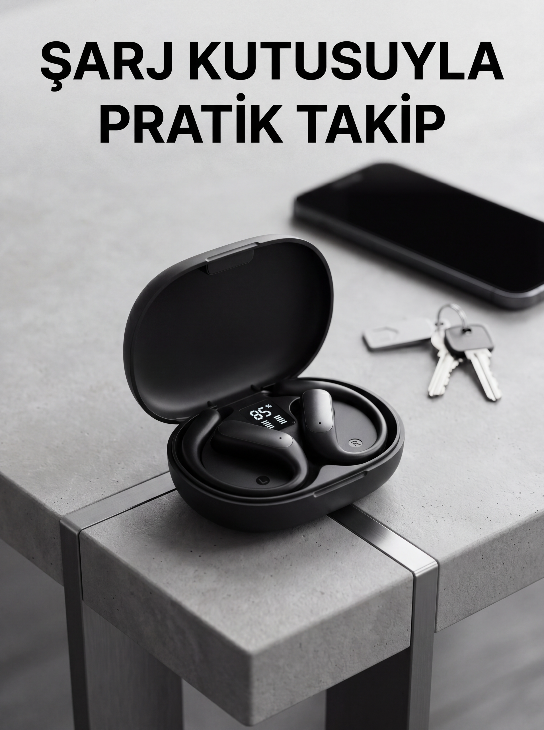 Bluetooth Kablosuz Kulaklık Kulak Kancalı Şarj Göstergeli