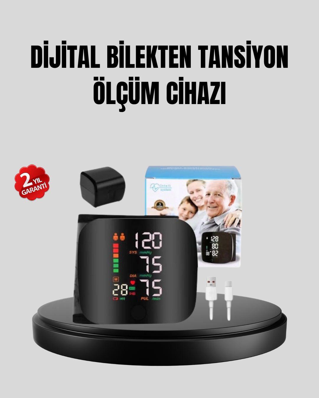 Bilekten Ölçüm Dijital Tansiyon Aleti – Renkli Risk Göstergeli ve Aritmi Uyarılı